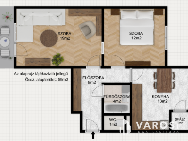 Belvárosi, 2 szobás, erkélyes, tégla lakás, Orosházán