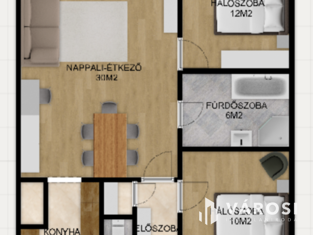 Belvárosi 2. emeleti 3 szobás igényes lakás eladó